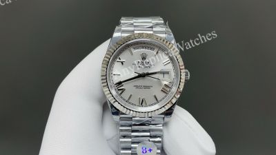 8+ Factory Rolex Daydate 40mm Fluted Bezel 3255 Movement Romans Blue/White Face Watch